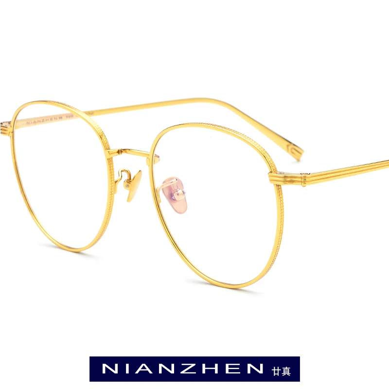 

Pure Titanium Glasses Frame Men Retro Round Myopia Optical Prescription Eyeglasses Frames Women Vintage Rose Gold Oval Eyewear