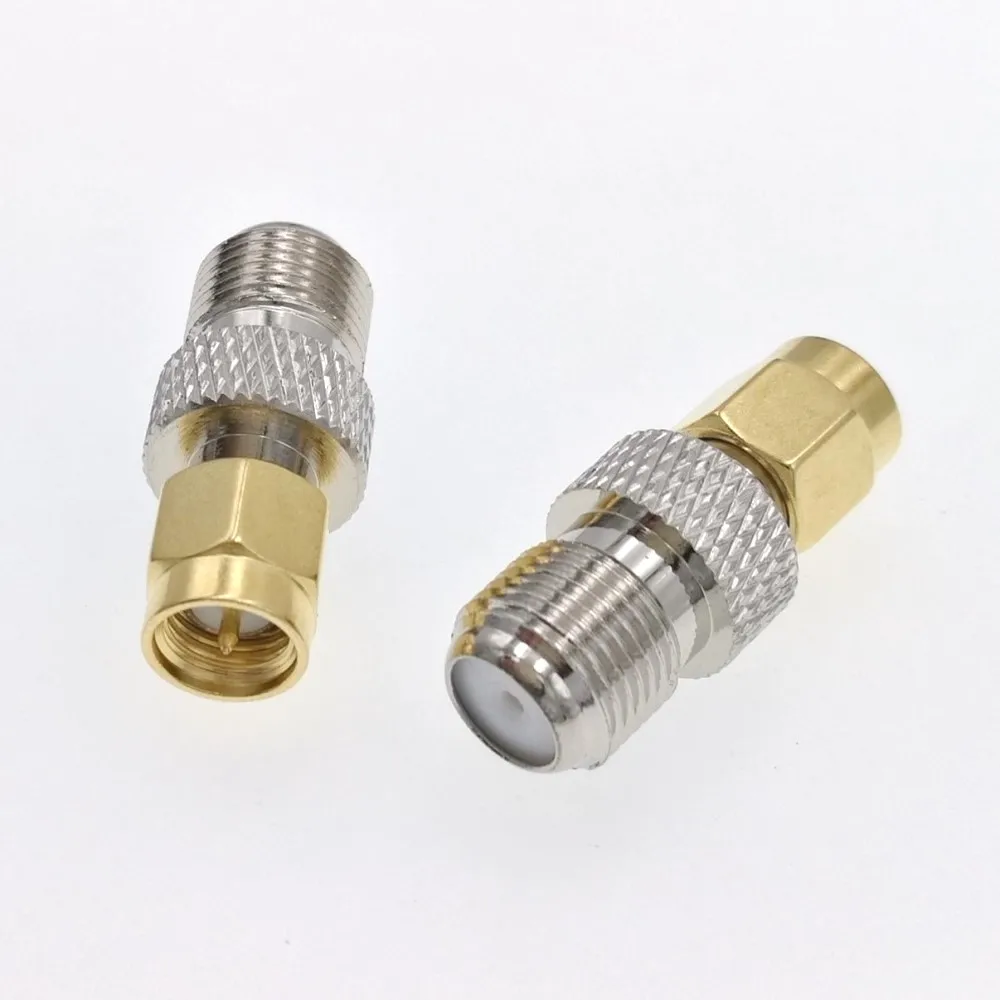 10 шт. Золотой SMA штекер к F гнездовой RF разъем адаптера
