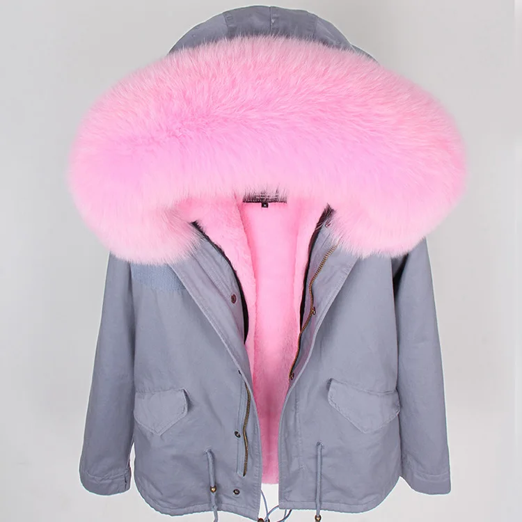 Модное новое пальто с натуральным мехом, короткое пальто с воротником из искусственного меха, Зимняя Толстая теплая куртка, Женская S-7XL парка