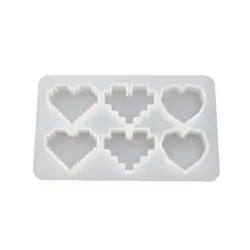 Кристаллическая эпоксидная УФ полимерная форма пиксель Любовь Сердце Форма Высокое Зеркало DIY Подвеска ручной работы силиконовые формы