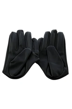 

Women's Faux Leather Five Finger Half Palm Gloves Black