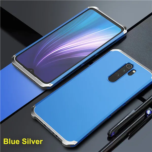Чехол для Redmi Note 7, чехол для Xiaomi Redmi Note 8 Pro, противоударный металлический чехол из поликарбоната, чехол для Xiaomi Redmi Note 8 Pro, защитный чехол - Цвет: Blue Silver