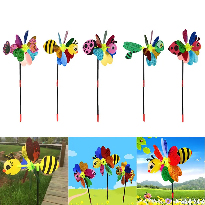 

Bee Windmill Lawn Garden Pinwheel Wind Spinner 3D Plastic Outdoor Decor Insect Beautiful Lovely Toy Yard Whirligig Color Random