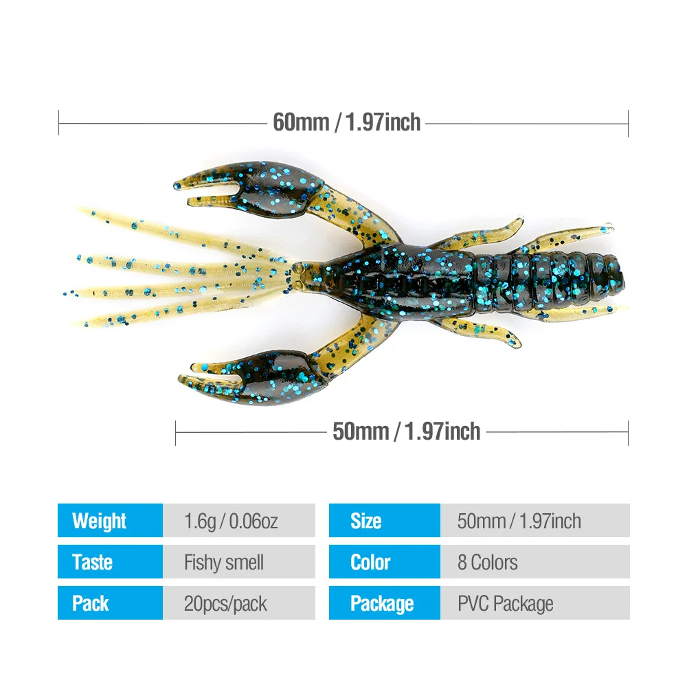 DONQL 20Pcslot Shrimp Soft Fishing Lure Silicone Artificial Jig Swimbait 50mm Bass Wobbler Fishing Tackle Silicone Bait Tool 微信图片_20200318175534 (3)