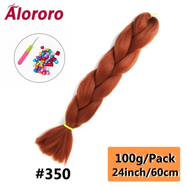 Jumbo Braid Hair Extensions Green Synthetic Braiding Hair 24 Inch Afro Blue Pink Purple Blonde Ombre Hair for Braids Alororo 24inches-350