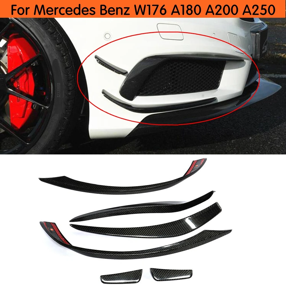 W176 Front Bumper Splitter Lip Carbon Fiber Canards Spoiler For Mercedes Benz A180 A200 A250 A45 Look Anterior lip 2013-15