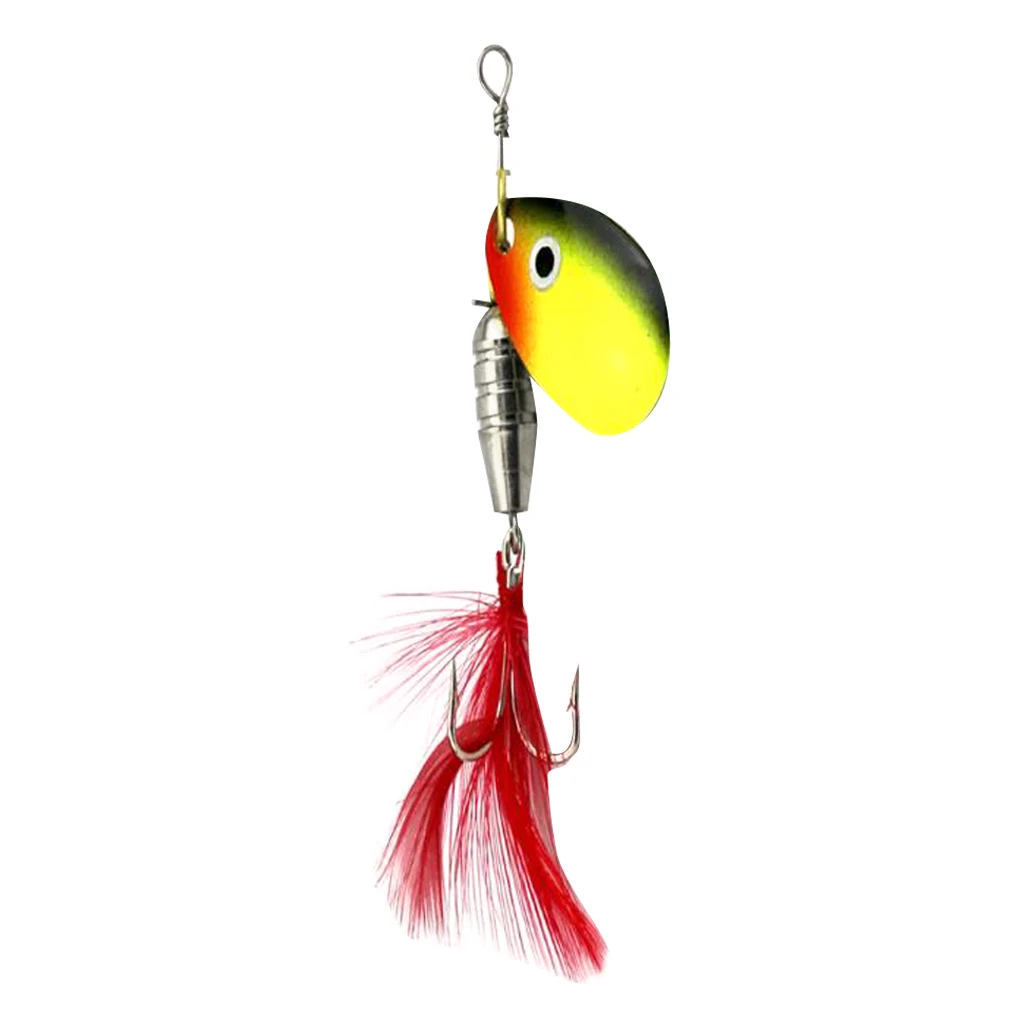 Spoon Fishing Lure Hard Metal Lure Spinnerbait Crankbait with Treble Hooks Artificial Feathers Fishing Baits for Fisherman
