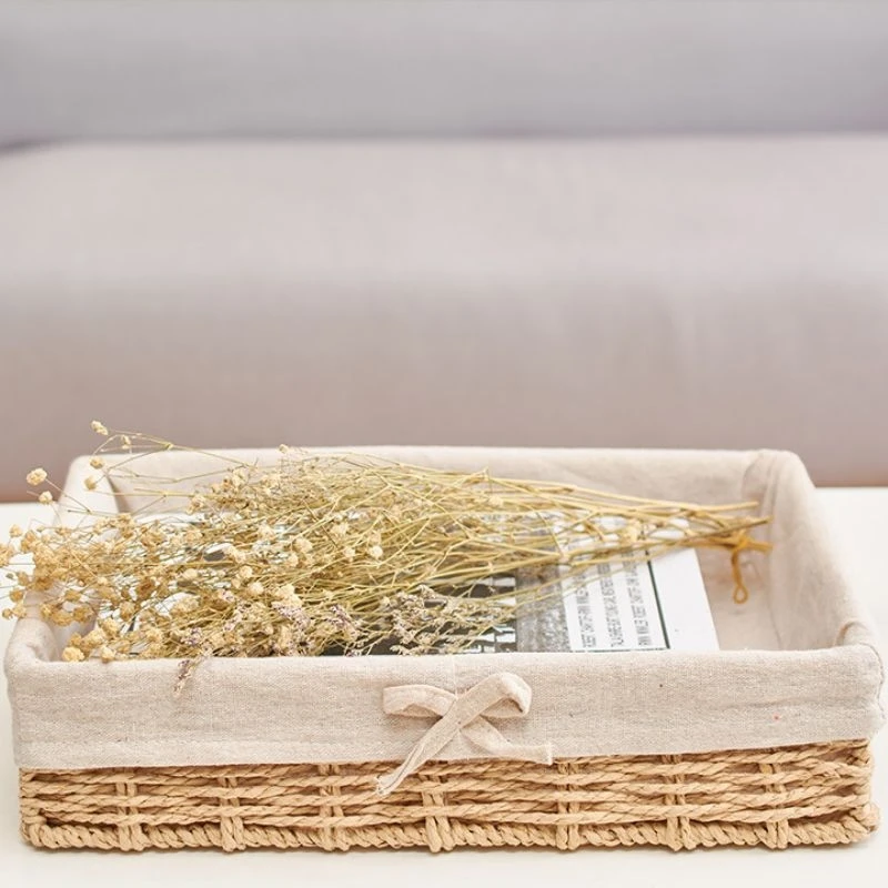 Woven Storage Baskets Metal and Rattan Organizer Storage Boxes with Cotton Lining Clothes Organizer Basket Bedroom Accessories 3