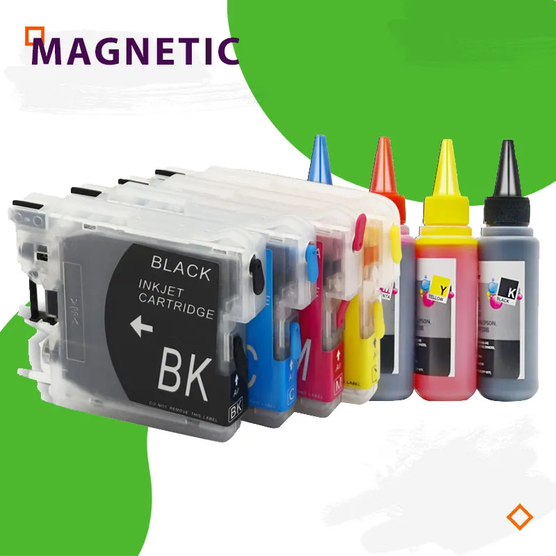 Cartucho de tinta recargable LC38, LC39, LC61, LC65, LC67, LC980, LC985,  LC990, LC1100, para impresora Brother DCP J125 185C, 195C, J315W|Kits de  recarga de tinta| - AliExpress