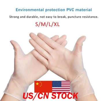 

100 PCS Transparent Disposable PVC Gloves Dishwashing Kitchen Latex Rubber Garden Gloves Universal For Home Cleaning