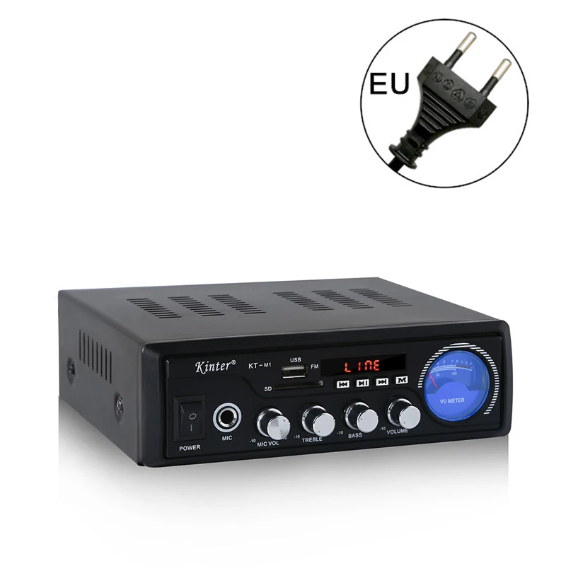 EU Домашний Усилитель Kinter M1 2 канала USB SD FM MIC вход поддержка аудио и видео воспроизведения через плеер сохраняет стереозвук - Цвет: EU