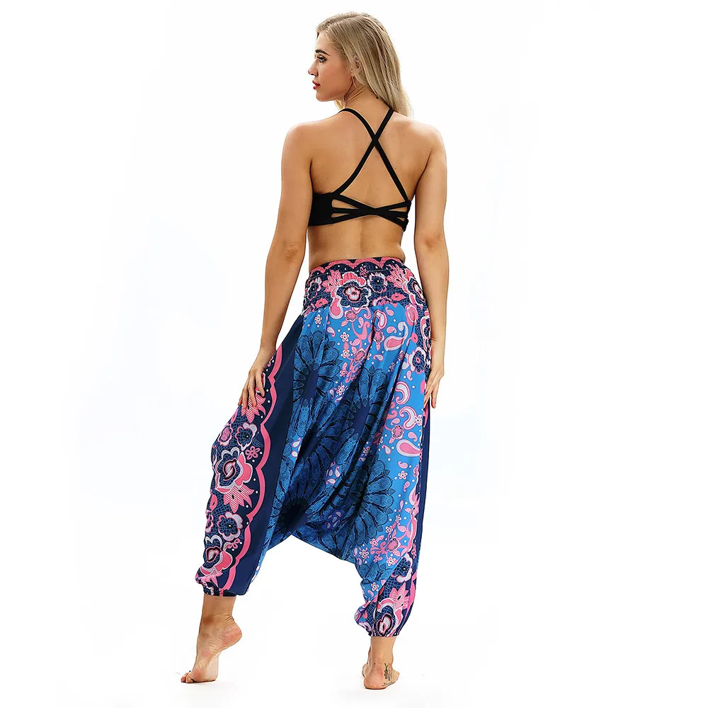 Leggings Sport Women Fitness Casual Summer Loose Yoga Trousers Baggy Boho Aladdin Jumpsuit Harem Pants Elastic Waist Yoga Pants