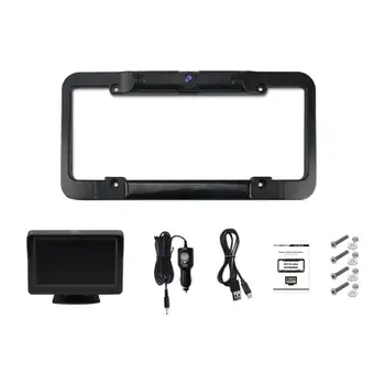 

4.3in LCD Screen Rechargeable Backup Camera Universal Wireless License Plate HD Video Waterproof Easy Install Car Monitor Kit