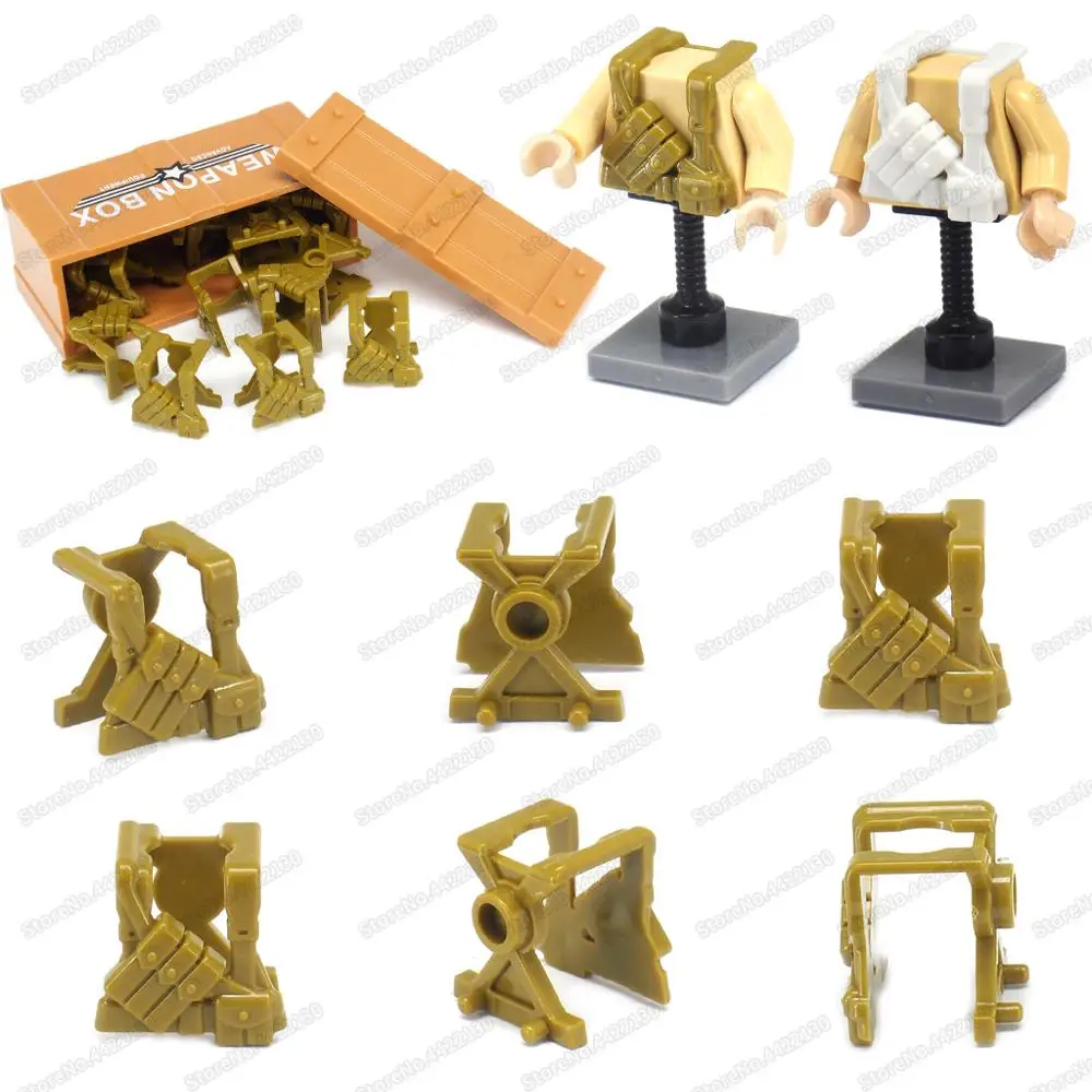 

Military Soldier WW2 March Vest Equipment Building Block Replacement Parts For Moc Army Figures Model Child Toys Christmas Gifts