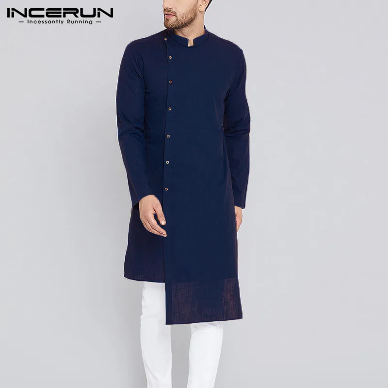 INCERUN Men Long Shirt Cotton Long Sleeve Casual Solid Retro Men Shirt Vintage Irregular Shirts Pakistan Tops Men Indian Clothes INCERUN Men Long Shirt Cotton Long Sleeve Casual Solid Retro Men Shirt Vintage Irregular Shirts Pakistan Tops Men Indian Clothes