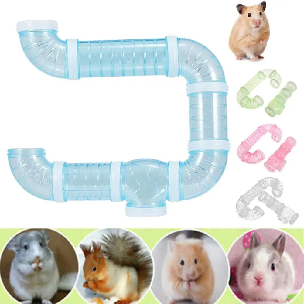 

HOT SALES!!! 1pc Long Straight Tube+2pc Short Straight Tube+1pc 3-Way Tube+4pc Curved Tube Transparent Hamster Rat Squirrel Cage