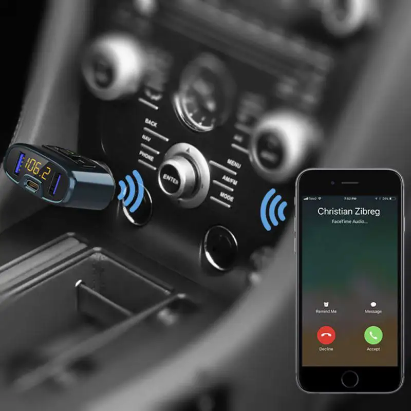 

C52S car mp3 player Bluetooth receiver transmitter car usb Fm Transmitter Bluetooth Car Kit Wireless Radio Adapter FM Modulator
