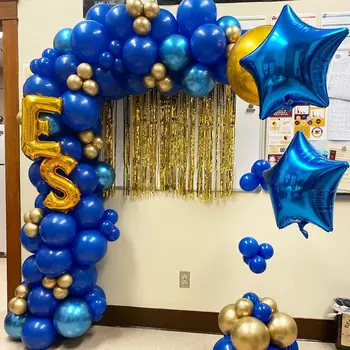 

107pcs/lot Bule and Gold Balloon Arch Kit Latex Star Garland Balloons Baby Shower Supplies Backdrop Birthday Party Decor