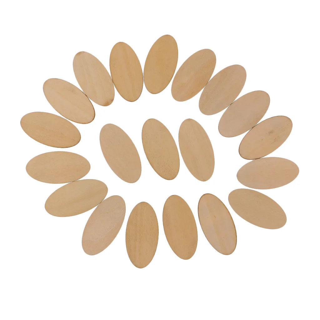 40pcs 1.5 mm Thick Ellipse Unfinished Wood Cutout Oval Chips for Arts and Crafts Projects, Board Game Pieces for Crafting