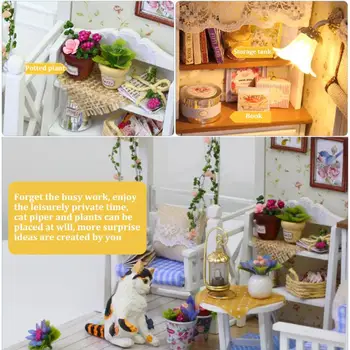 

Wooden Miniature Model Kitten Diary Dollhouse Toys for Children Birthday Gifts Household Dust-proof Cover Decoration