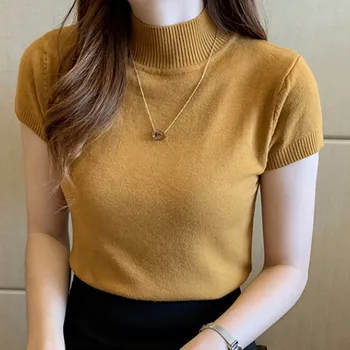 

tee shirt ete femme 2020 fashion summer womens t shirt Casual Free Size O-Neck Solid Short Sleeve Slim Fit T-shirt Tops 50*