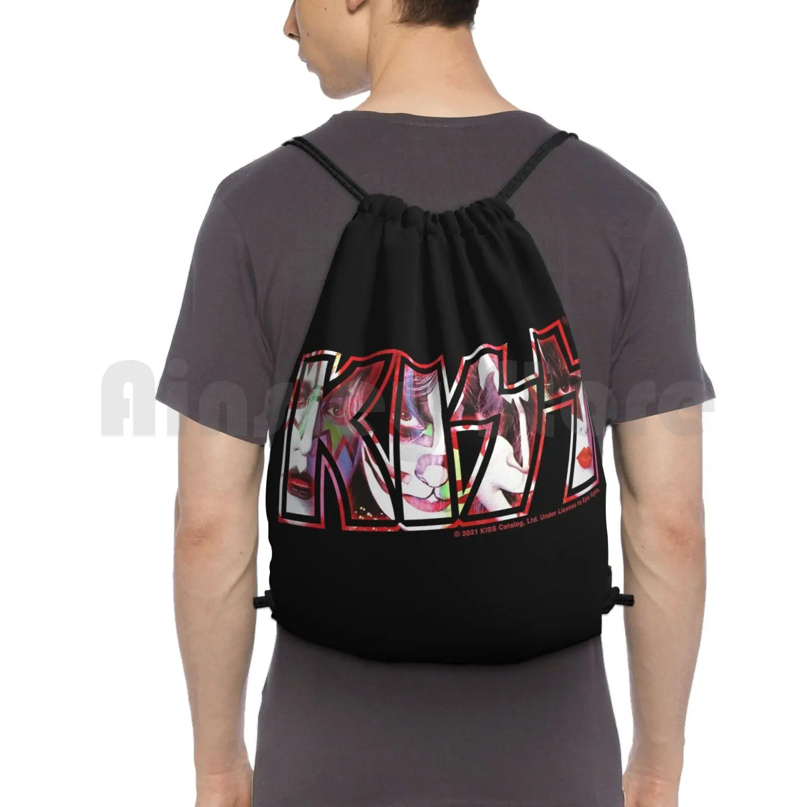 

Kiss The Band All Four Members Backpack Drawstring Bags Gym Bag Waterproof Kiss Kiss Fan Art Kiss Band Kiss Music Kiss