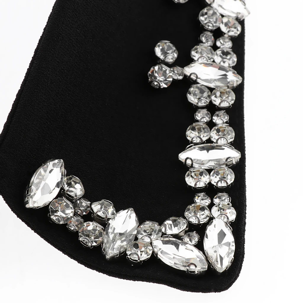 Solid Fake Collar Shirt Women Lady Detachable Collars Beaded Faux Collar Detachable Lapel False Fake Chiffon Dickey Collars