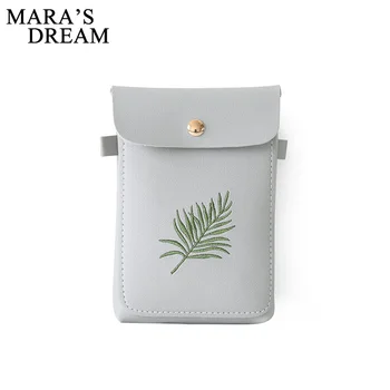 

Mara's Dream 2020 New Solid Color Fashion Plant Embroidery Line Wild Simple Retro Bag Women's Wild Mobile Phone Bag