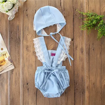 

Baby Clothes Summer New Girl Straps Hat Casual Jumpsuit Baby Triangle Short Hakama Toddler Baby Girl Family Matching Clothes