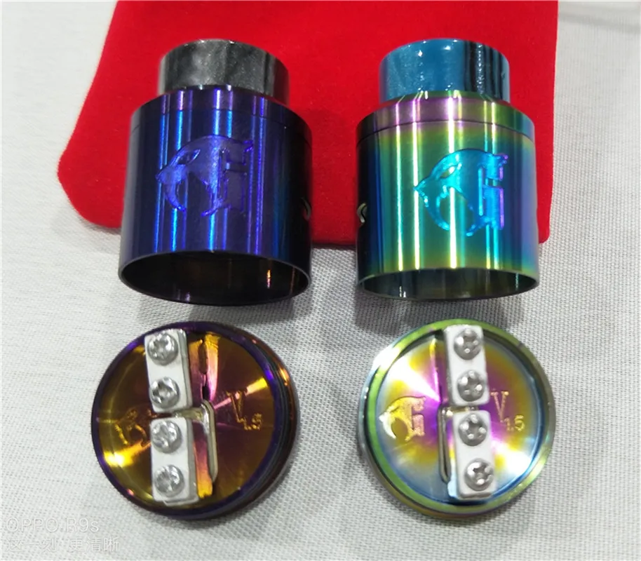

1:1 GOON V1.5 RDA Atomizers for 510 Thread vape Mod 24mm PEEK Insulators 6 Colors With Wide Bore Drip Tip E Cigarette
