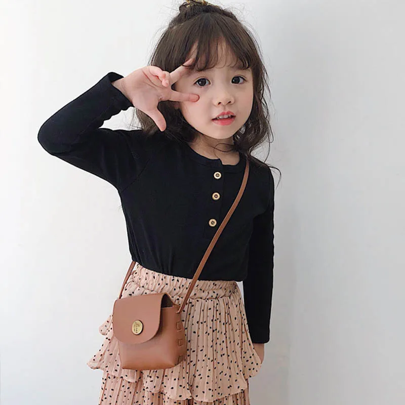 Черная белая розовая красная блузка на пуговицах спереди для девочек рубашка