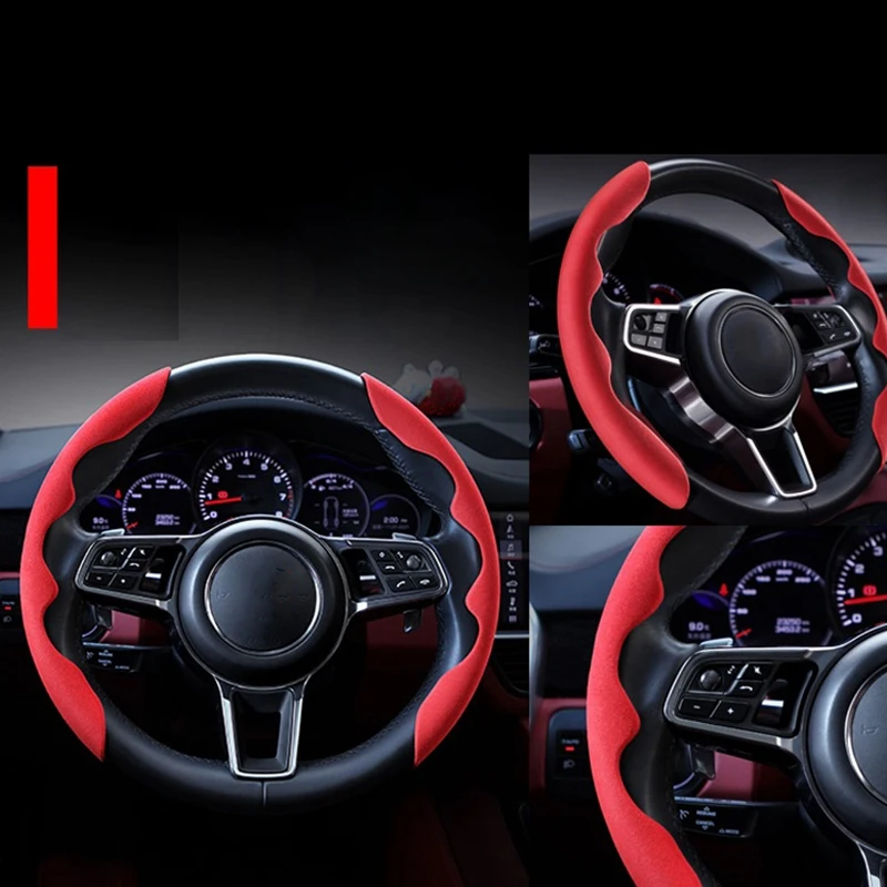2pcs Universal Car Suede Steering Wheel Cover Handle Antislip