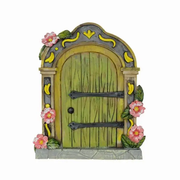 Микропейзажное украшение из смолы зеленая сказочная дверь цветок Сказочная