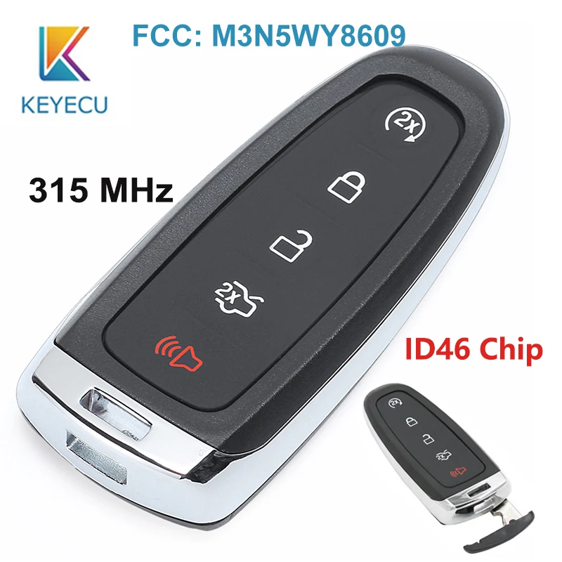 KEYECU 315 МГц ID46 FCC: M3N5WY8609 Smart 4+ 1 5 Кнопка дистанционный ключ-брелок от машины для Ford Edge Explorer HU101 Blade