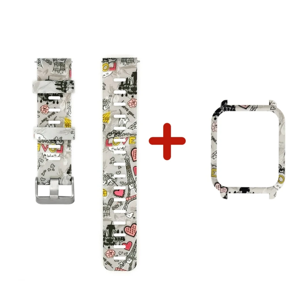 Для Amazfit Bip Молодежный ремешок для часов Камуфляжный силиконовый браслет+ чехол для Xiaomi Huami Amazfit Bip Молодежные аксессуары