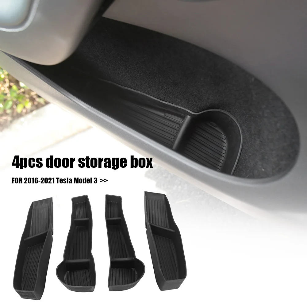 4pcs/set Door Side Storage For Tesla Model Y 2016-2021 Car Seat Gap Storage Box for Pocket Organizer Phone Holder