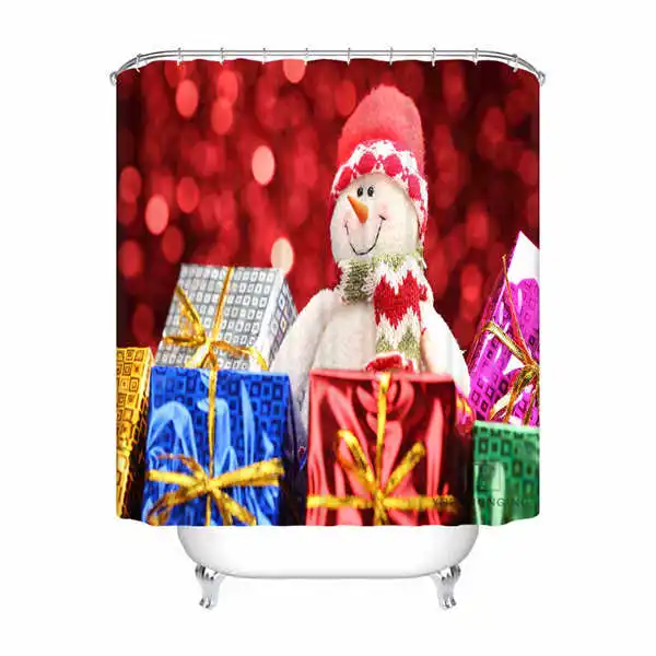 Shower Curtain Пользовательские Водонепроницаемый душ Шторы красный Рождественская елка напечатаны Ванная комната Декор различные размеры#180324-01-32 - Цвет: Shower Curtain