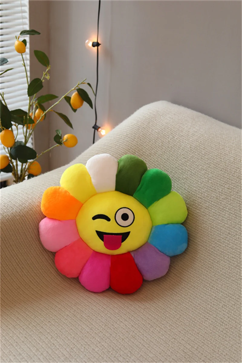 Cute Sunflower Pillow Plush Soft Pillow Seat Cushion Baby Kids Floor Play Mat Chair Cushion Sofa For Home Car Decor Pillow Gifts