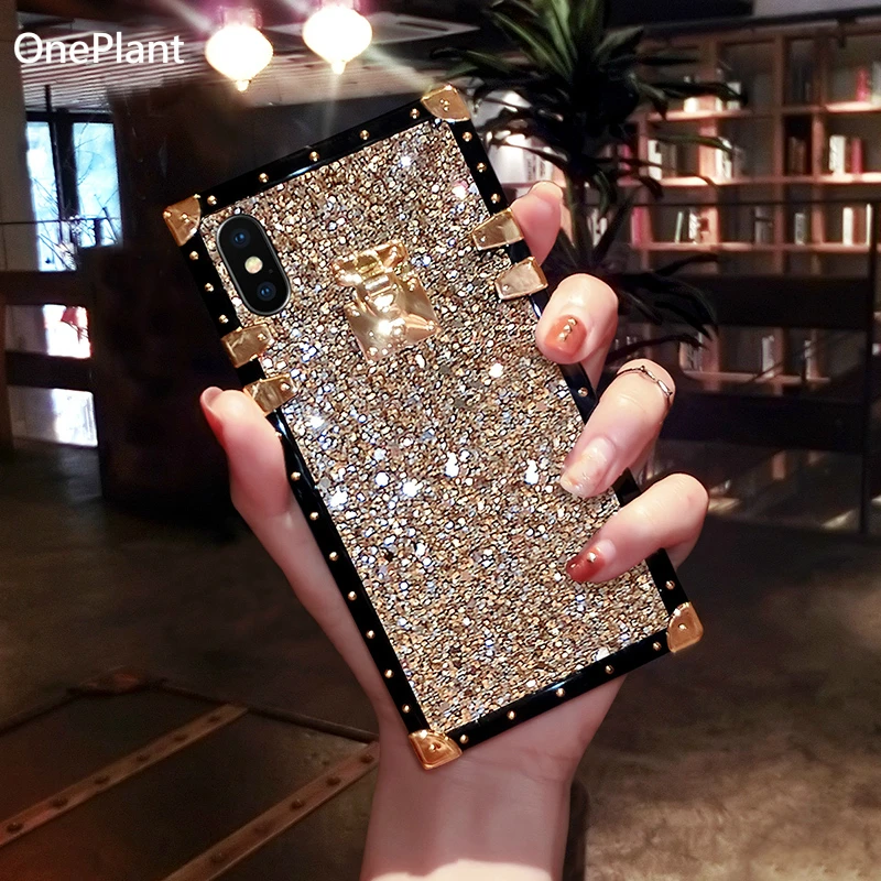 Модный Блестящий квадратный Мягкий силиконовый чехол для телефона iPhone 12 11 Pro Max