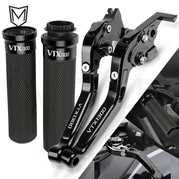 

For Honda VTX1300 VTX 1300 C VTX1300C Retro Motorcycle Accessories CNC Brake Clutch Levers Handlebar Hand Bar Grips Set