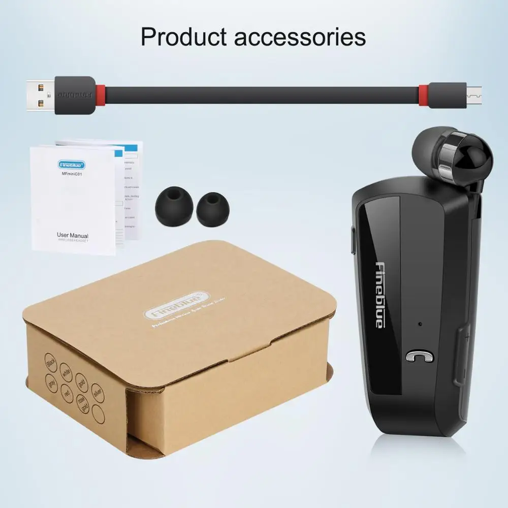 Fineblue F990 Newest Wireless business Bluetooth Headset Sport Driver Earphone Telescopic Clip on stereo earbud Vibration | Электроника