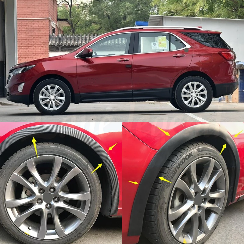 

4pc Universal Car Truck Carbon Fiber Rubber Wheel Eyebrow Protector Lip Sticker Trim Fender Flare Anti-scratch fit for Chevrolet