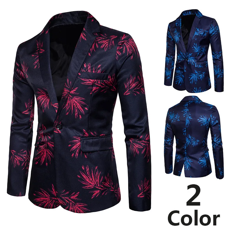 

Summer New Style Men One-Button Suit hong lan hua Digital Printing Suit Formal Dress