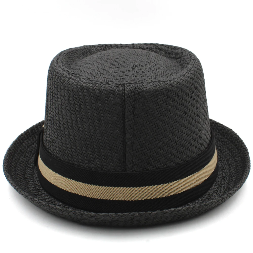 straw fedora hat Men Women Classical Straw Pork Pie Hats Fedora Sunhats Trilby Caps Summer Boater Beach Outdoor Travel Party Size US 7 1/4 UK L straw fedora hat mens