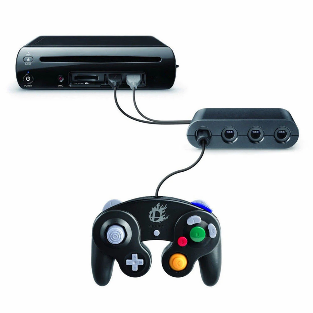 4 порта Gamecube Универсальный NGC контроллер адаптер кабель намотка
