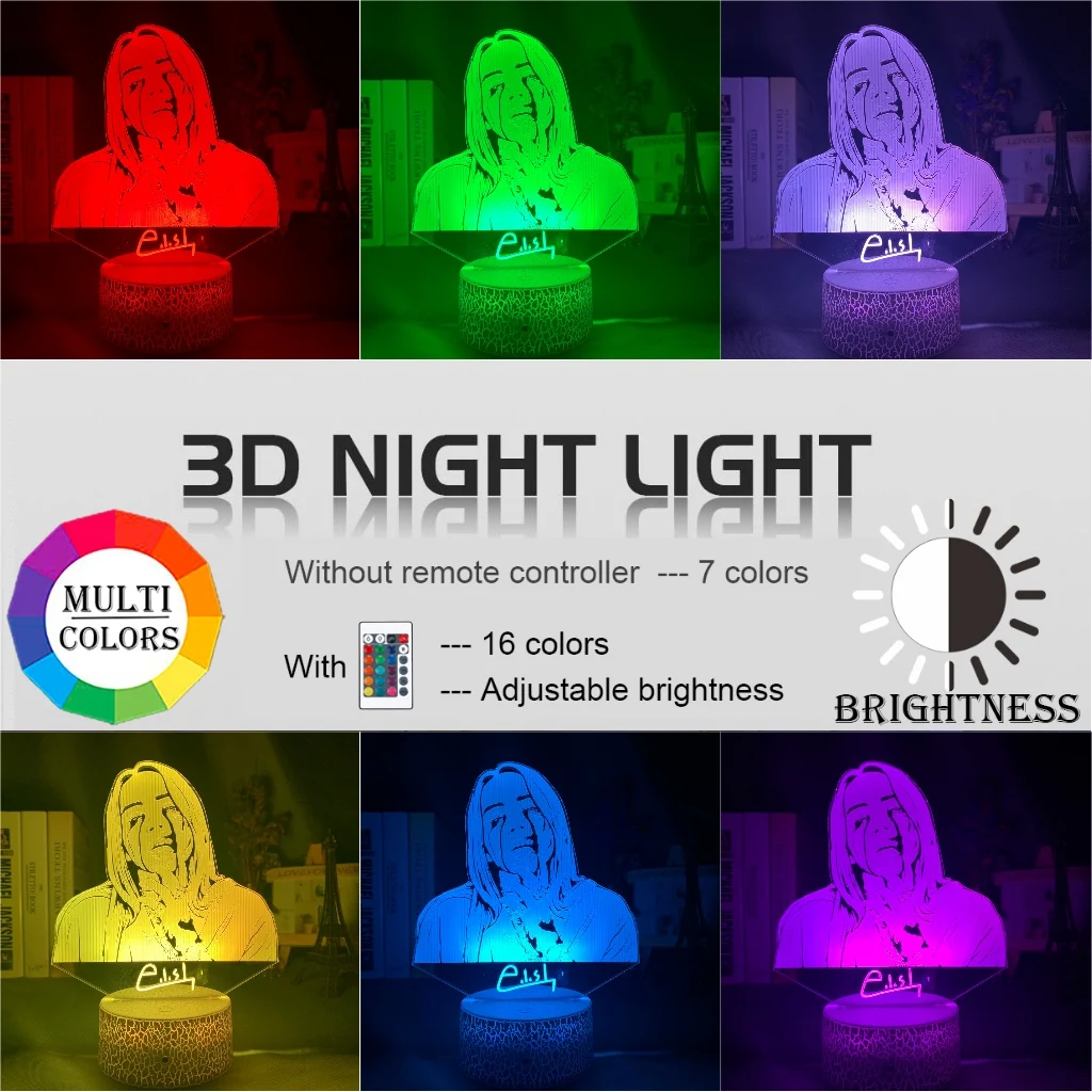  3D Illusion Led Night Light Lamp Billie Eilish Figure Office Room Decor Table Lamp Dropshipping 201 - 33011515910