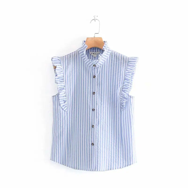 

2019 women elegant ruffled striped pattern casual blouse sweet agaric lace chic shirts blusas female buttons chemise tops LS4050