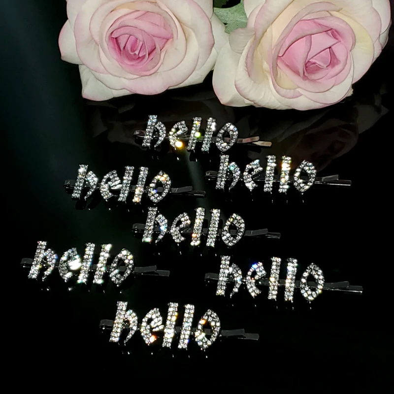 

2020 New Arrival Gothic Letters Hairclip "Hello" Word Hair Clip Hairpins Luxury Hair Accessories Hair Jewelry Gift WHOLESALE