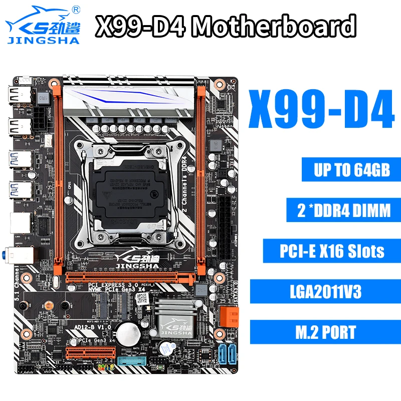 Suporte de Memória e Processador Jingsha X99 d4 Motherboard M-atx Usb3.0 Nvme M.2 Wi-fi Ssd Xeon e5 Ddr4 Lga2011 v3 – v4