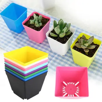

Flower Pot Square 10*10cm Square Planters Plant Care Soil Accessories Gardening Supplies Colorful Vase Plastic Pots Mini